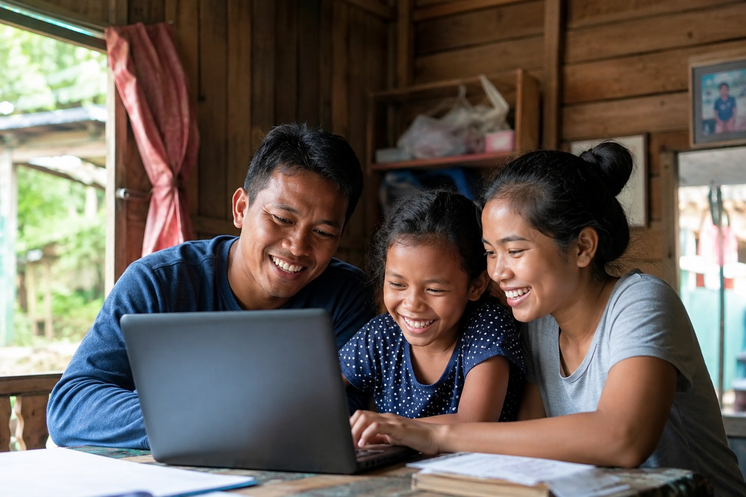 Keluarga menikmati akses internet Jinom